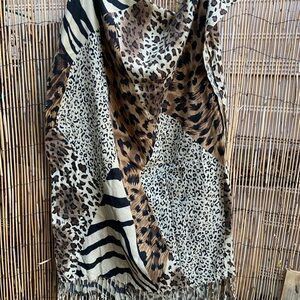 Animal Print Wrap with Fringe